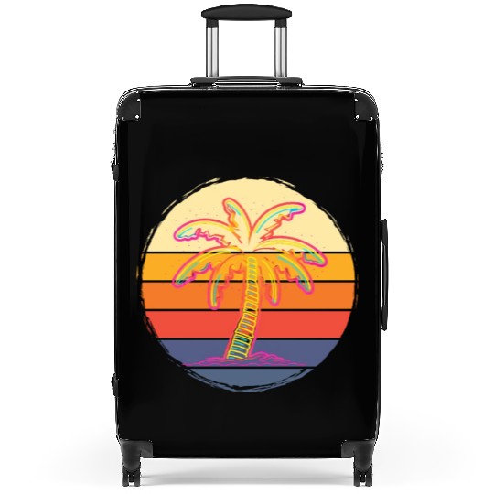 Vibrant Neon Palm Tree Tropical Beach Vibes for a Suitcases