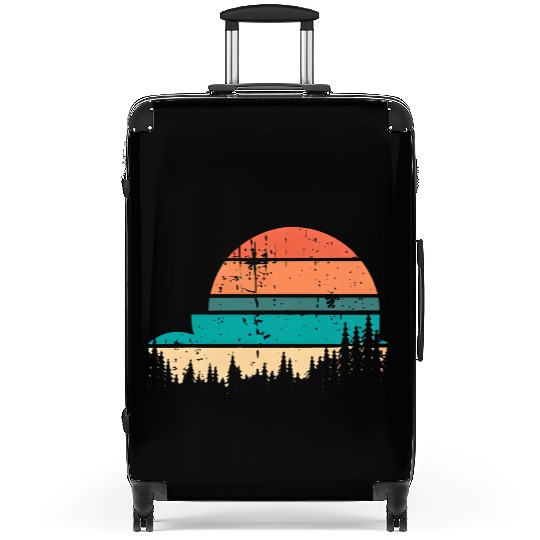 Retro Evergreen Sunset Stepped Circle Design Suitcases