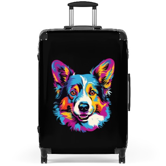 Watercolor Colorful Cardigan Welsh Corgi Suitcases