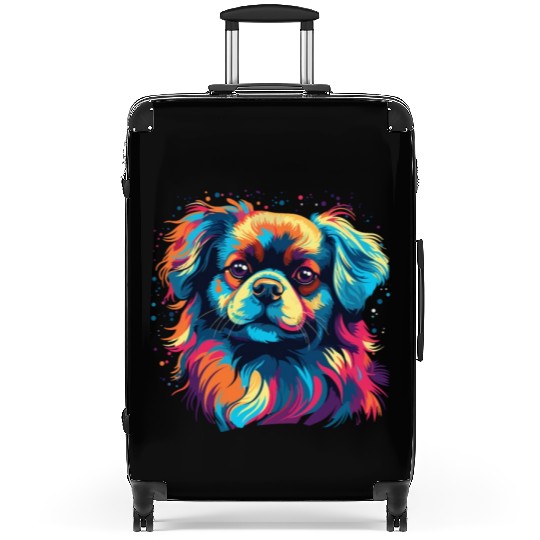 Watercolor Colorful Tibetan Spaniel Suitcases