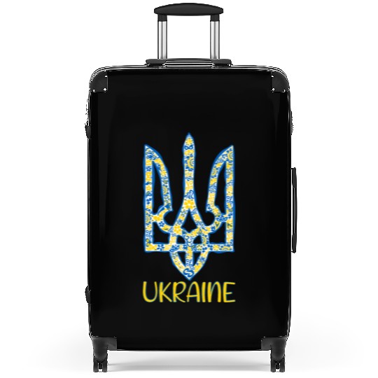 Ukraine trident in Ukrainian flag colors Suitcases