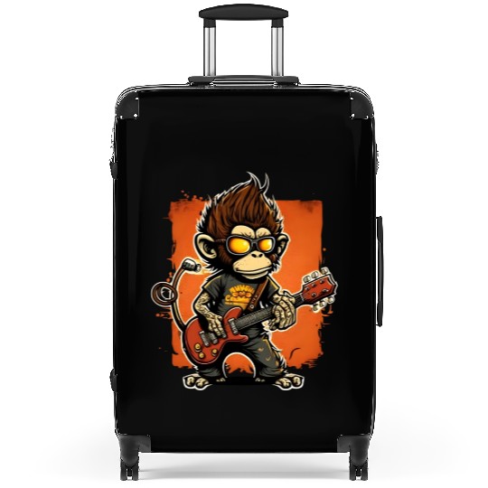 Monkey Chimpanzee Playing Acousitc Rock Guitar Suitcases