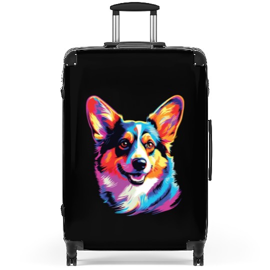 Watercolor Colorful Pembroke Welsh Corgi Suitcases