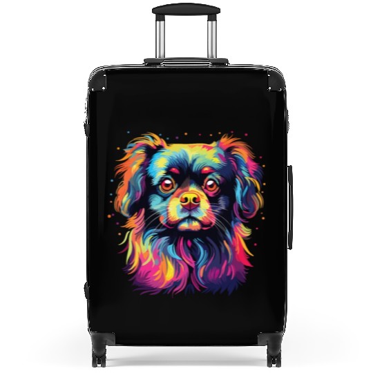 Watercolor Colorful Tibetan Spaniel Suitcases