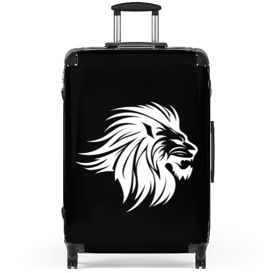 Waving Mane Lion Head Tattoo Ink Style Suitcases
