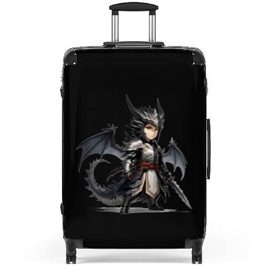 Chibi dragonwarrior Pose in Full armor Suitcases