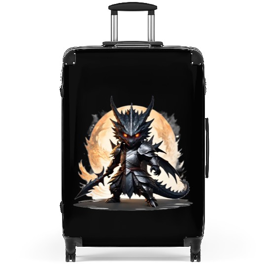 Chibi dragonwarrior Battle Pose in Full armor Suitcases
