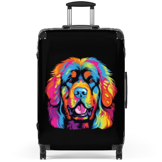 Watercolor Colorful Tibetan Mastiff Suitcases