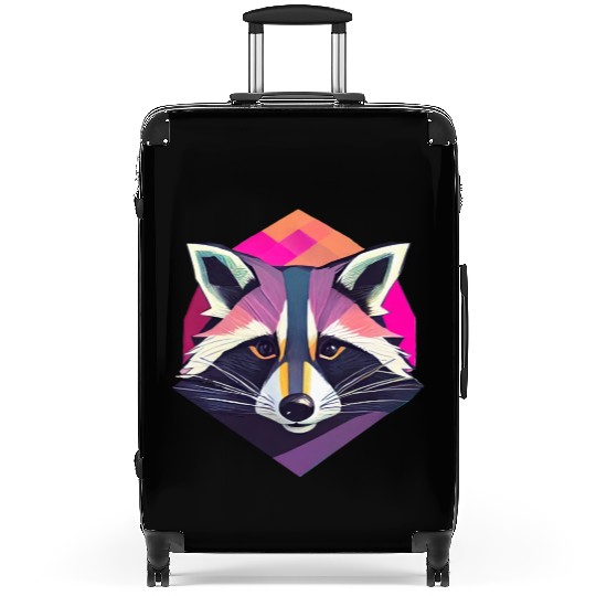 Modern Raccoon Wall Art in Vibrant Colors Suitcases