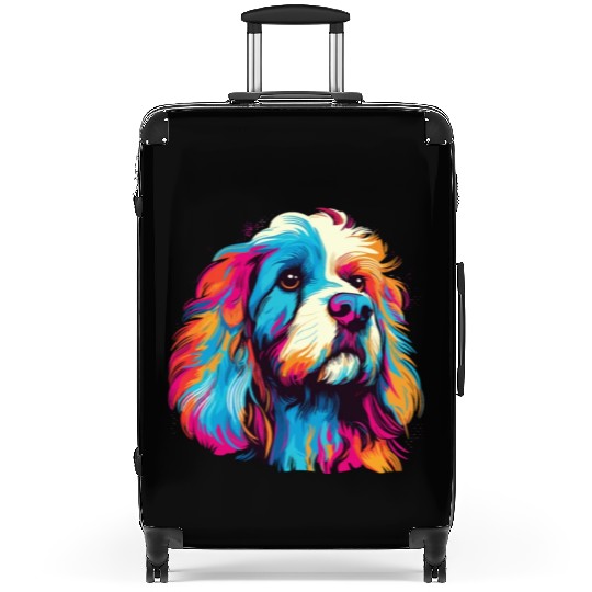 Watercolor Colorful Tibetan Spaniel Suitcases