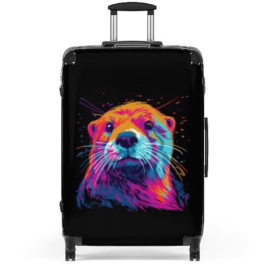 Watercolor Colorful Otter Colorful Animals Suitcases