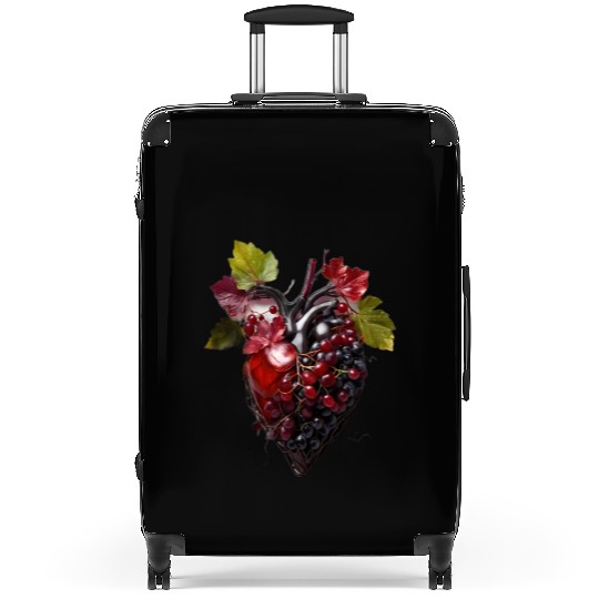 Default Human heart made with wine and red grape Suitcases