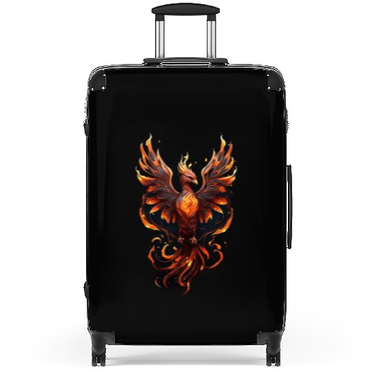 Fiery Phoenix Tattoo Design - Flight of Rebirth Suitcases