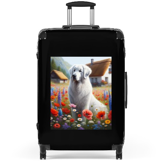 Kuvasz Dog Cottagecore Meadow Serenity Men Women Suitcases