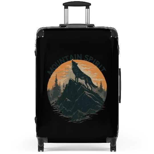 Mountain Majesty Wolf Howling on the Peak Suitcases
