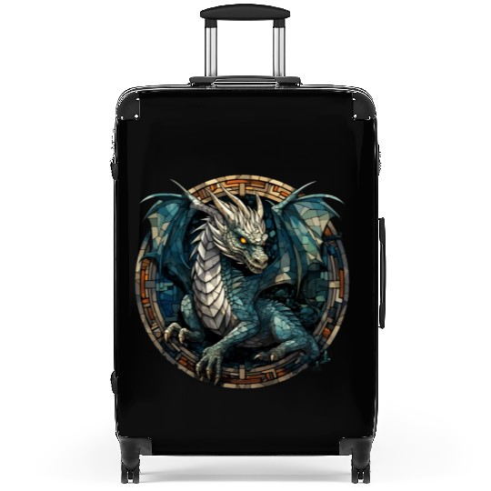 Cerulean Coil: The Stained Glass Dragon Suitcases