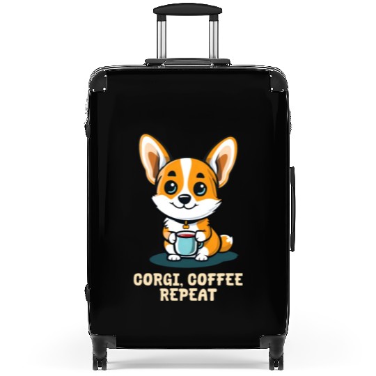 Corgi Mom Dad Corgi Coffee Repeat Suitcases