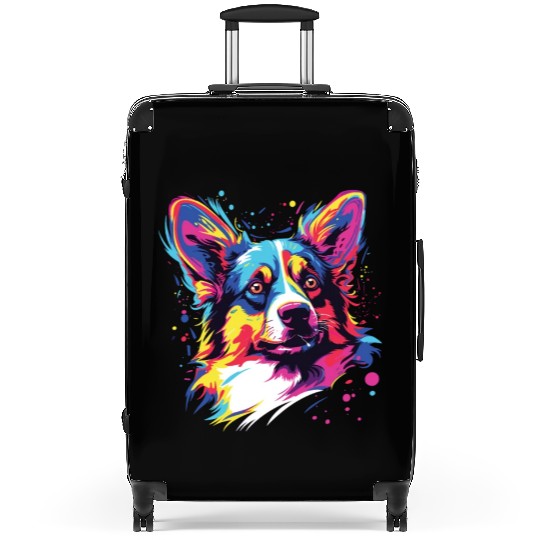 Watercolor Colorful Cardigan Welsh Corgi Suitcases