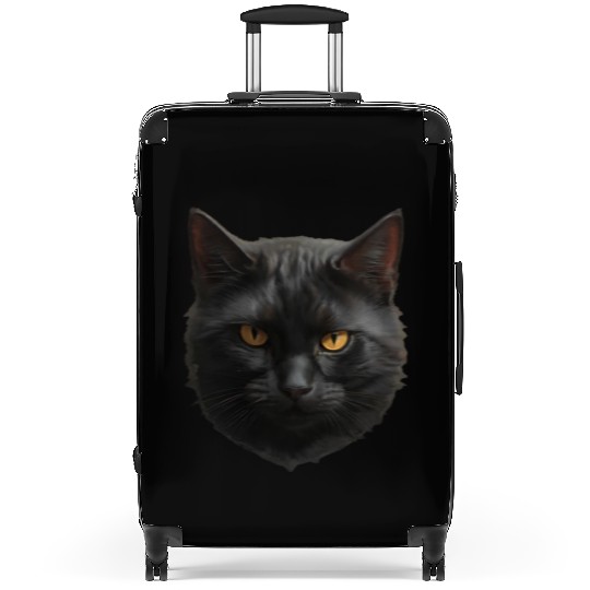 black cat face Suitcases