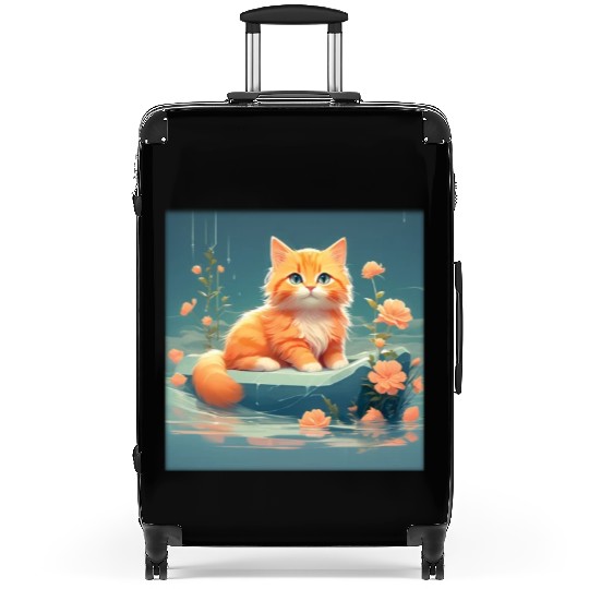 Cute orange cat Suitcases