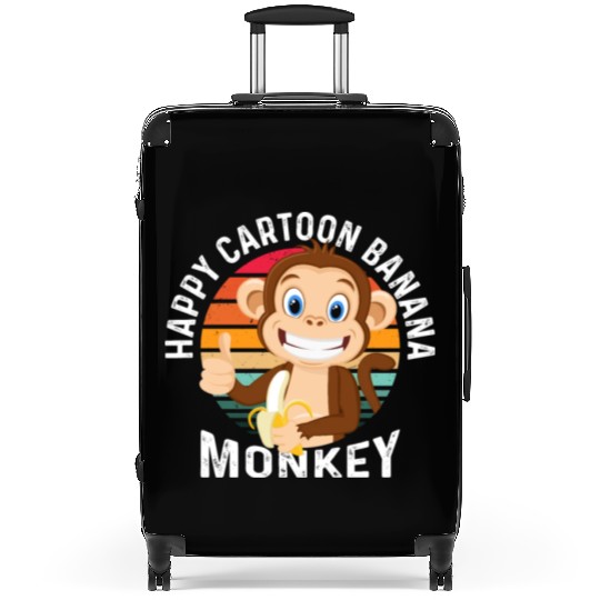Happy Cartoon Banana Monkey Suitcases