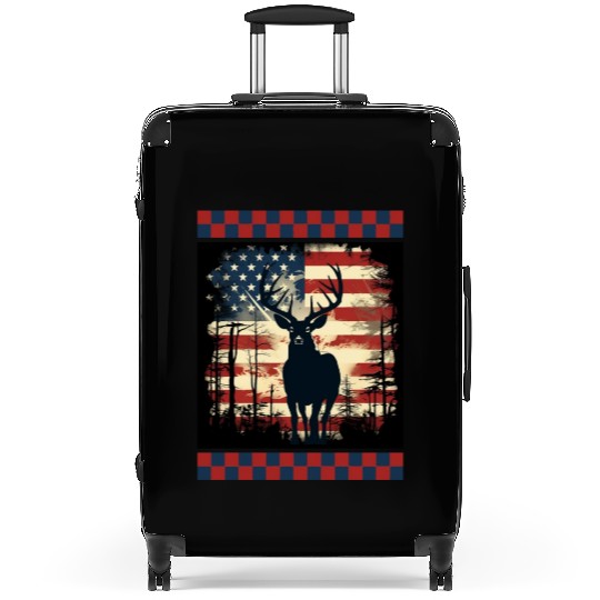 Ripped American Flag Woodland Camo Underlayer Suitcases