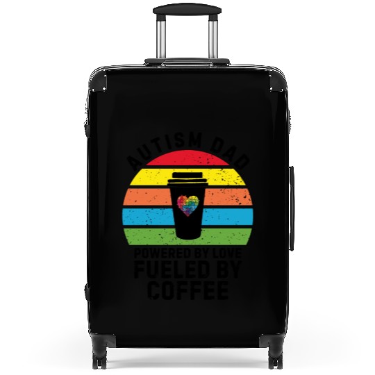 Autism dad powered by coffee sunset Suitcases