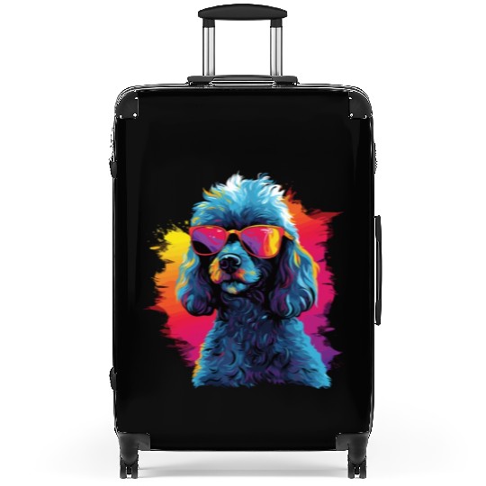 Watercolor Colorful Poodle Suitcases