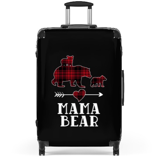 Mama Bear 2 Cubs Suitcases Christmas Mama Bear Plaid