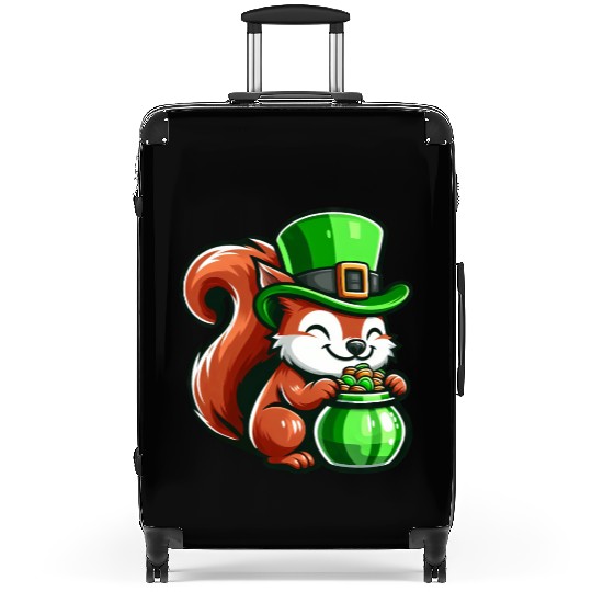 St. Patrick's Day Cute Squirrel Comic Design Suitcases