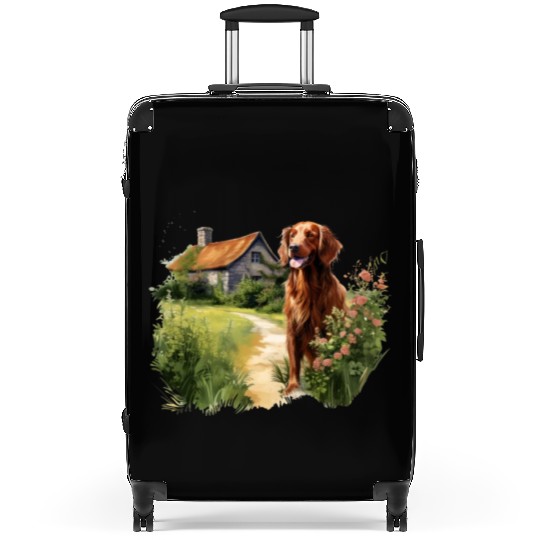 Irish Setter Emerald Dog Cottagecore Adventure Suitcases