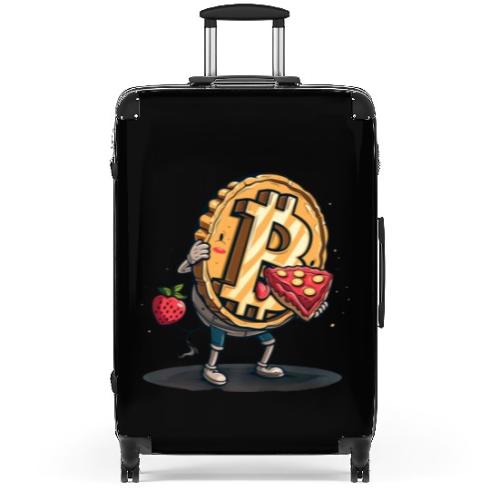 Pi day 3.14 Crypto Bitcoin Eat Strawberry Pizza Suitcases