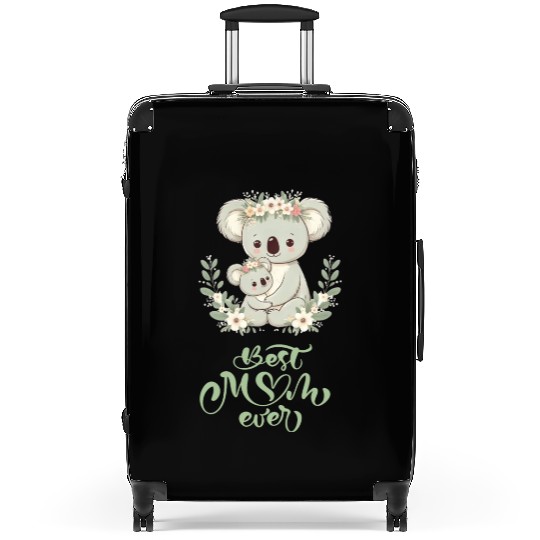 Best Mom Ever Koala Embrace Floral Wreath Suitcases