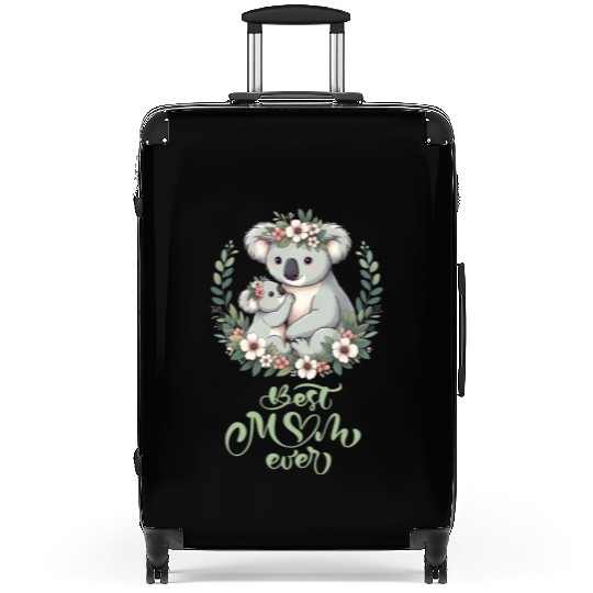 Best Mom Ever Koala Embrace Floral Wreath Suitcases