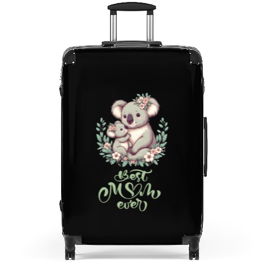 Best Mom Ever Koala Embrace Floral Wreath Suitcases