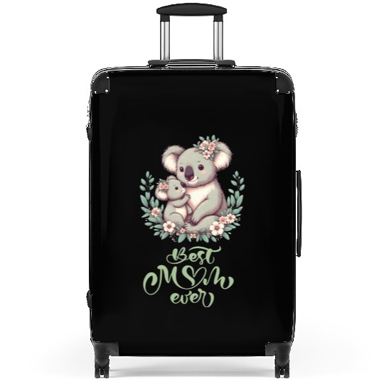 Best Mom Ever Koala Embrace Floral Wreath Suitcases
