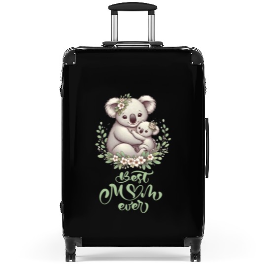 Best Mom Ever Koala Embrace Floral Wreath Suitcases