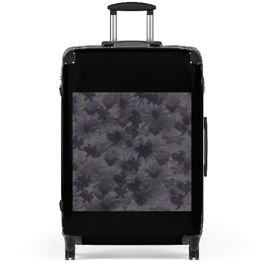 floral feel pattern in purple and gray Suitcases
