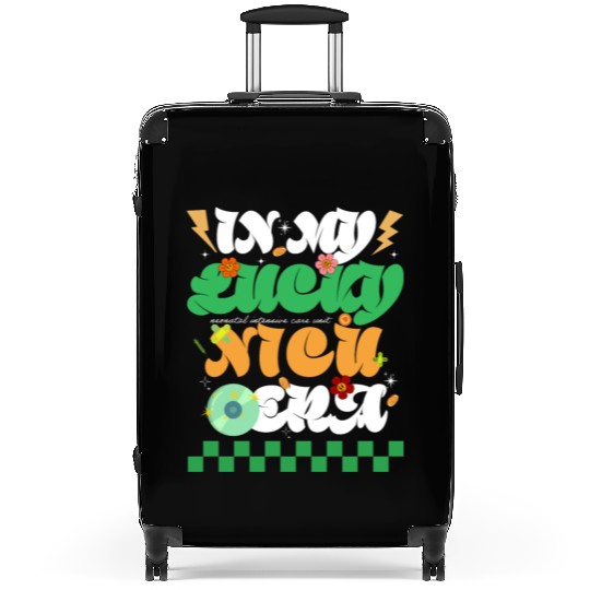 In My Lucky NICU Era St Patricks Day Hippie Smile Suitcases