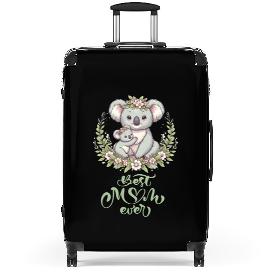 Best Mom Ever Koala Embrace Floral Wreath Suitcases