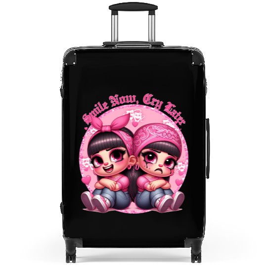 Smile Now Cry Later Drama girls Chicano Art Suitcases