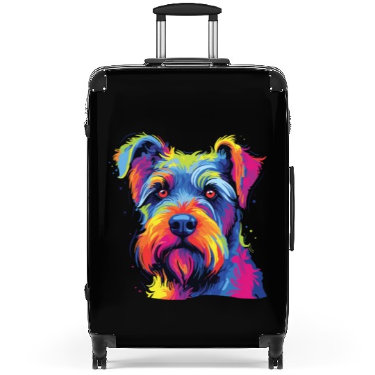 Watercolor Colorful Standard Schnauzer Suitcases