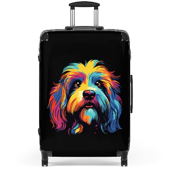 Watercolor Colorful Tibetan Spaniel Suitcases