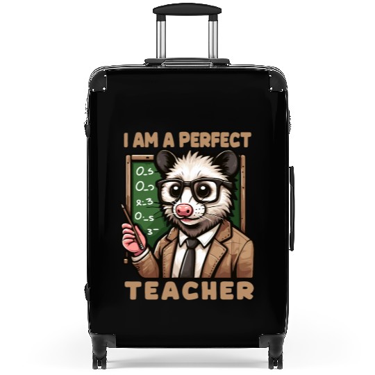 Kawaii Opossum Teacher With glasses Suitcases