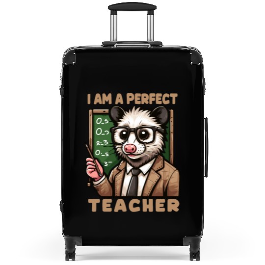 Kawaii Opossum Teacher With glasses Suitcases