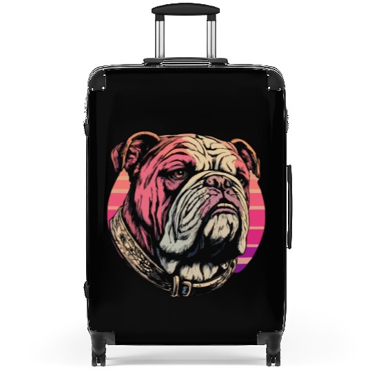 Bulldog With Character Retro Graphic Suitcases