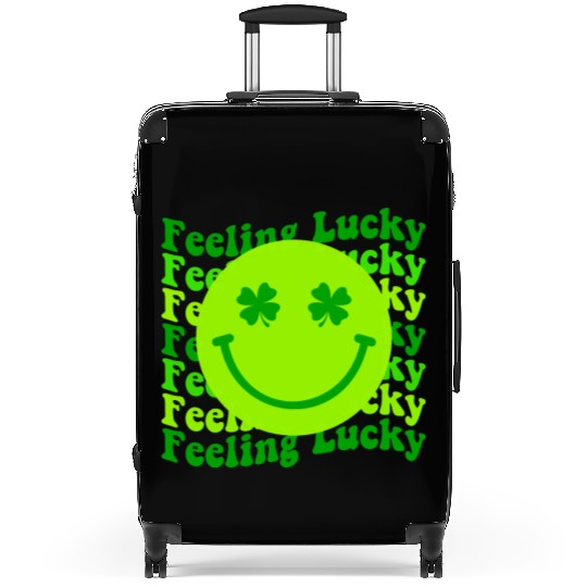 Irish Clover Feeling Lucky Smiling Face Suitcases