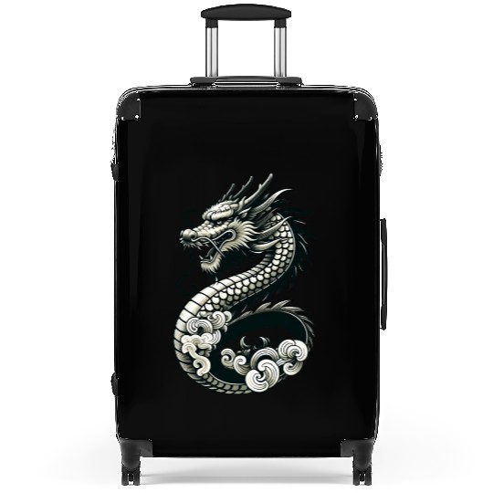 Moonlit Serenity of the Silver Dragon Suitcases