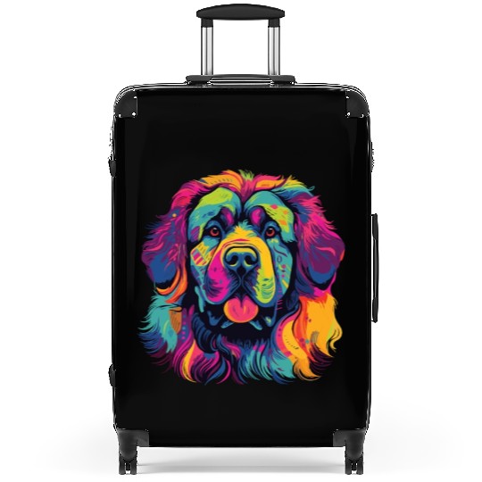 Watercolor Colorful Tibetan Mastiff Suitcases
