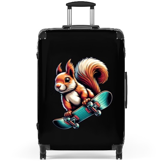 Skateboard Sport Squirrel Nuts Animal Lover Suitcases